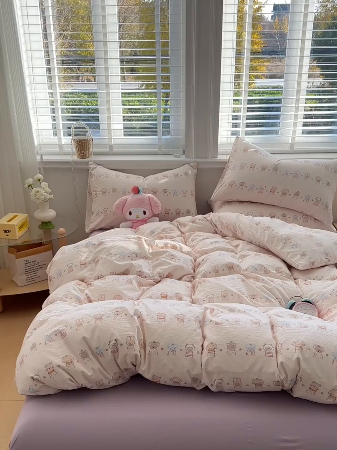 91家纺网 家纺一手货源 找家纺 多品家纺 2026新款奶呼呼超柔云感双层纱系列四件套 福气满满