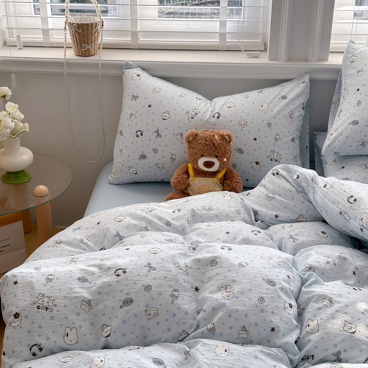 91家纺网 家纺一手货源 找家纺 多品家纺 2026新款奶呼呼超柔云感双层纱系列四件套 欢乐时光