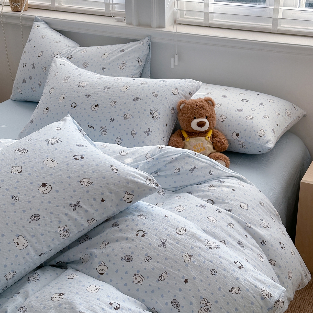 91家纺网 家纺一手货源 找家纺 多品家纺 2026新款奶呼呼超柔云感双层纱系列四件套 欢乐时光