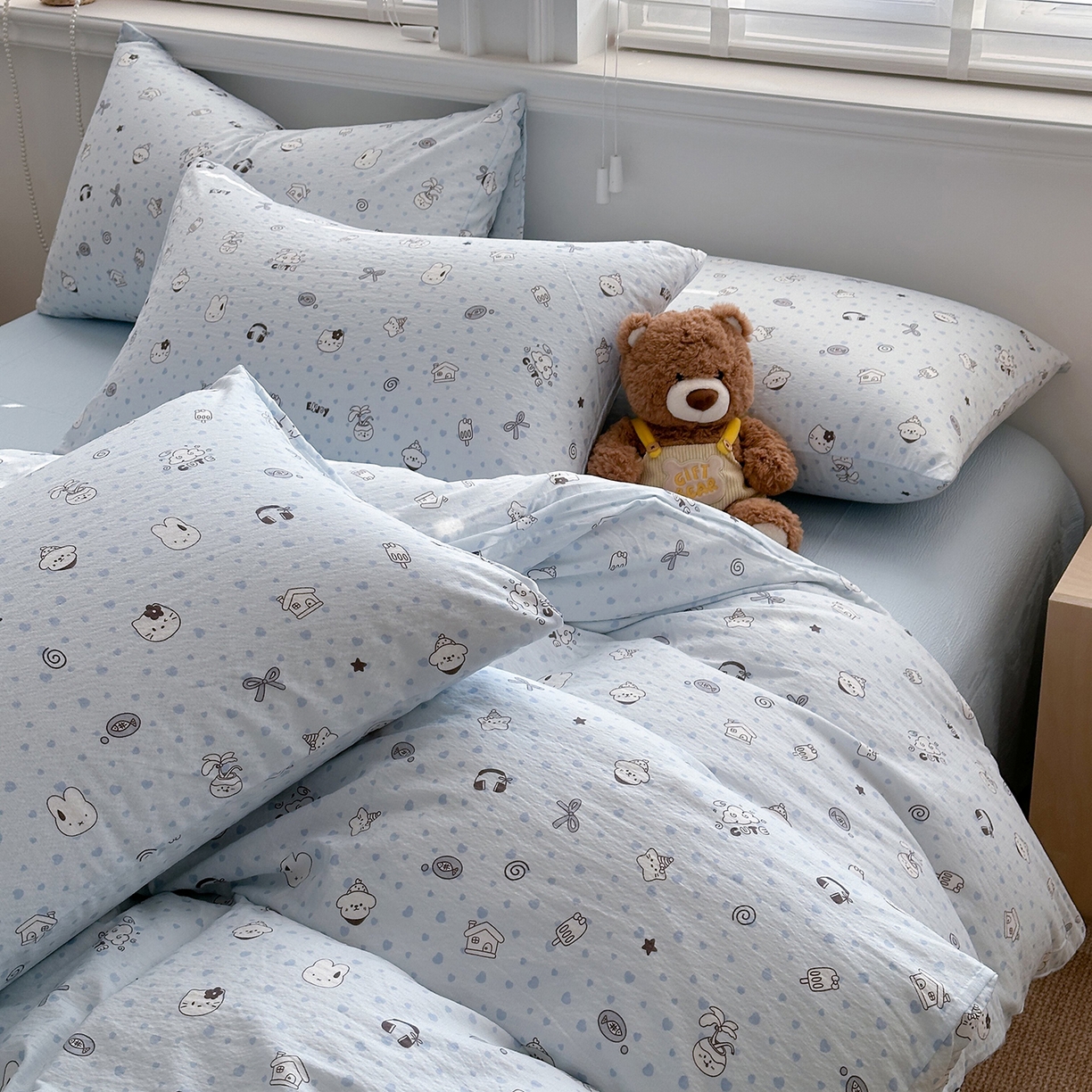 91家纺网 家纺一手货源 找家纺 多品家纺 2026新款奶呼呼超柔云感双层纱系列四件套 欢乐时光