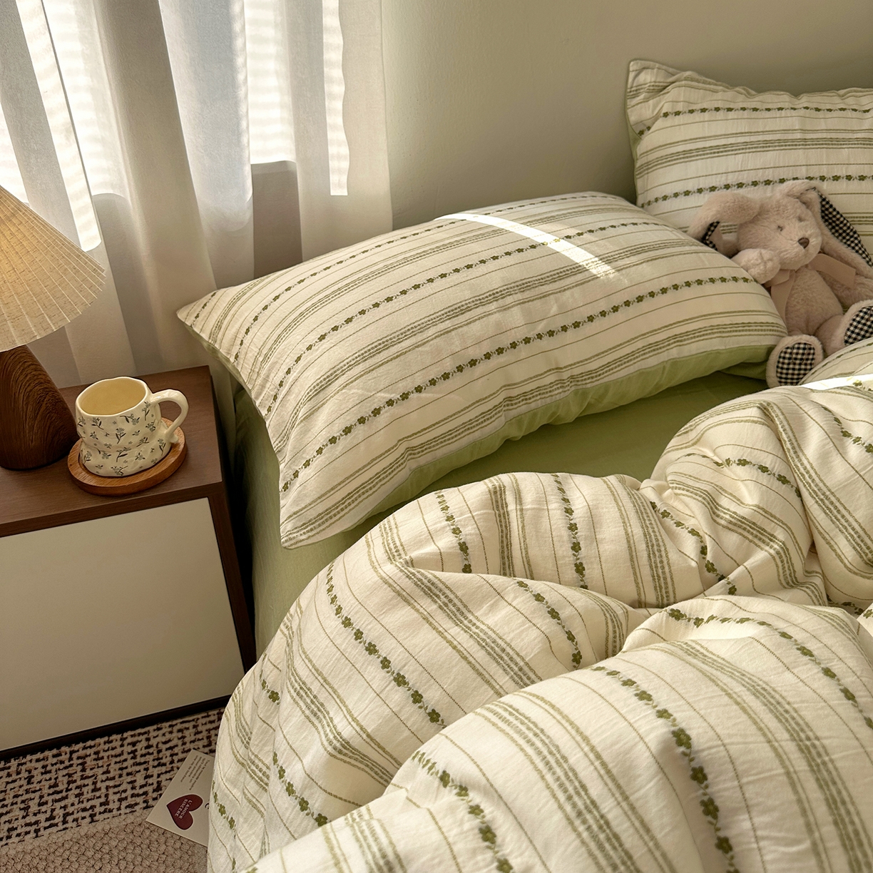 91家纺网 家纺一手货源 找家纺 艾咪-Amy ntmy 2026新款全棉纯棉色织提花人字纹四件套-花织 花织-绿