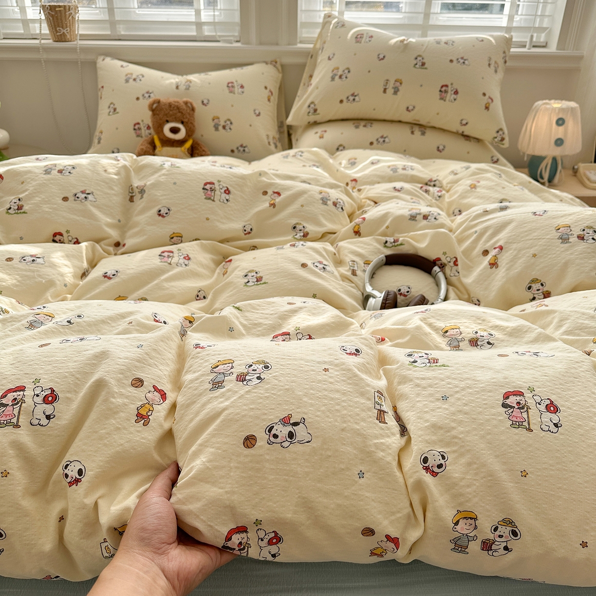 多品家纺 2026新款奶呼呼超柔云感双层纱系列四件套 淘气园