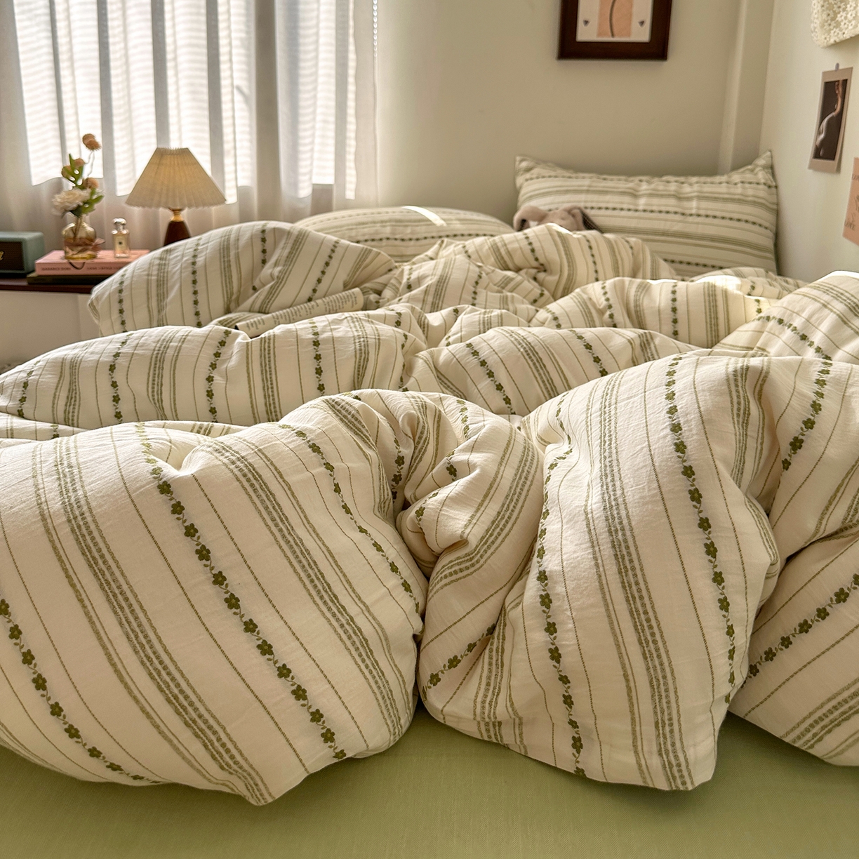 91家纺网 家纺一手货源 找家纺 艾咪-Amy ntmy 2026新款全棉纯棉色织提花人字纹四件套-花织 花织-绿