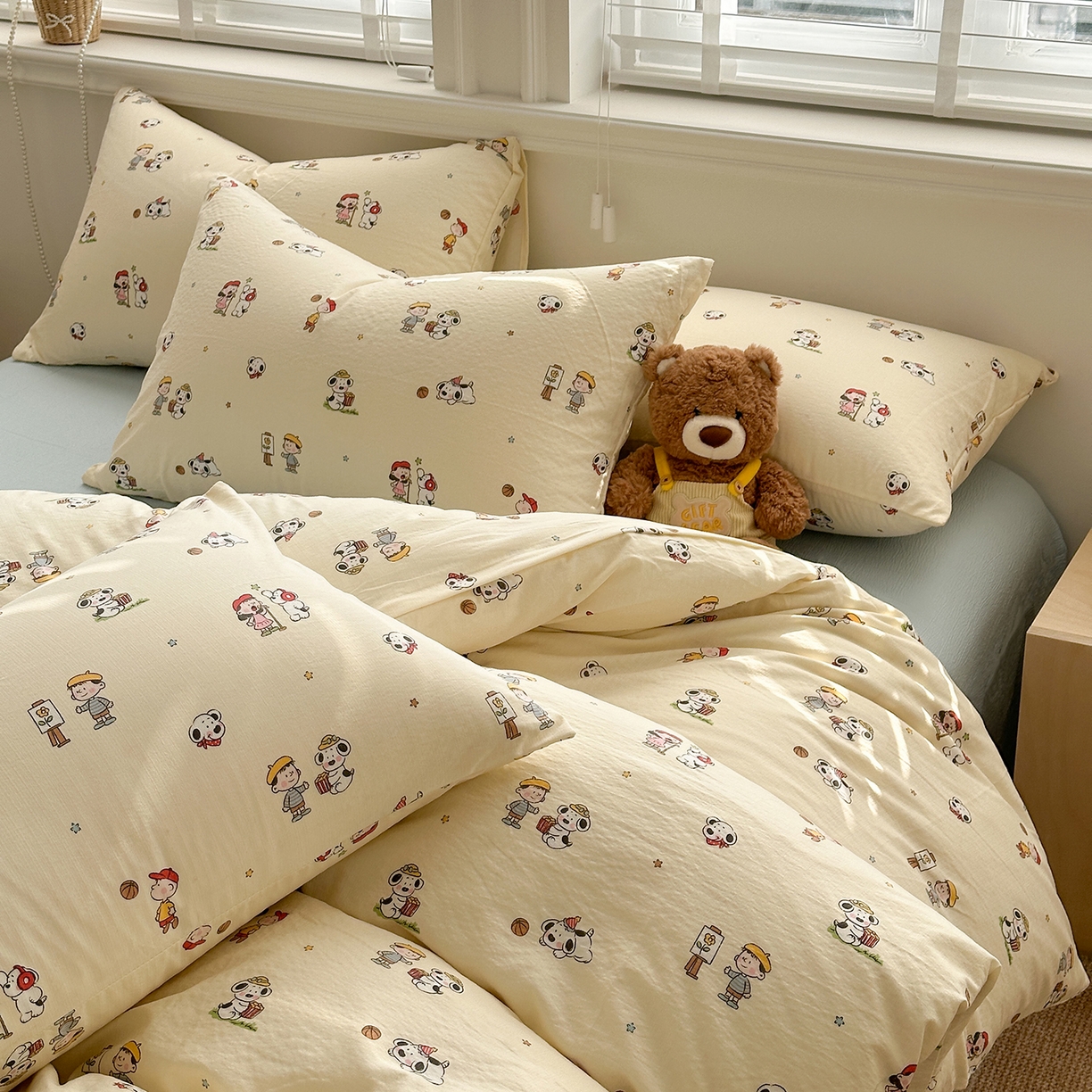 91家纺网 家纺一手货源 找家纺 多品家纺 2026新款奶呼呼超柔云感双层纱系列四件套 淘气园