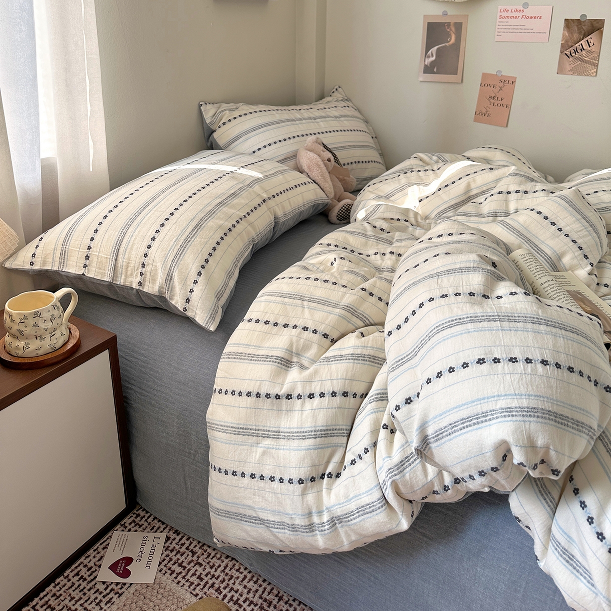 91家纺网 家纺一手货源 找家纺 （总）艾咪-Amy ntmy 2026新款全棉纯棉色织提花人字纹四件套-花织