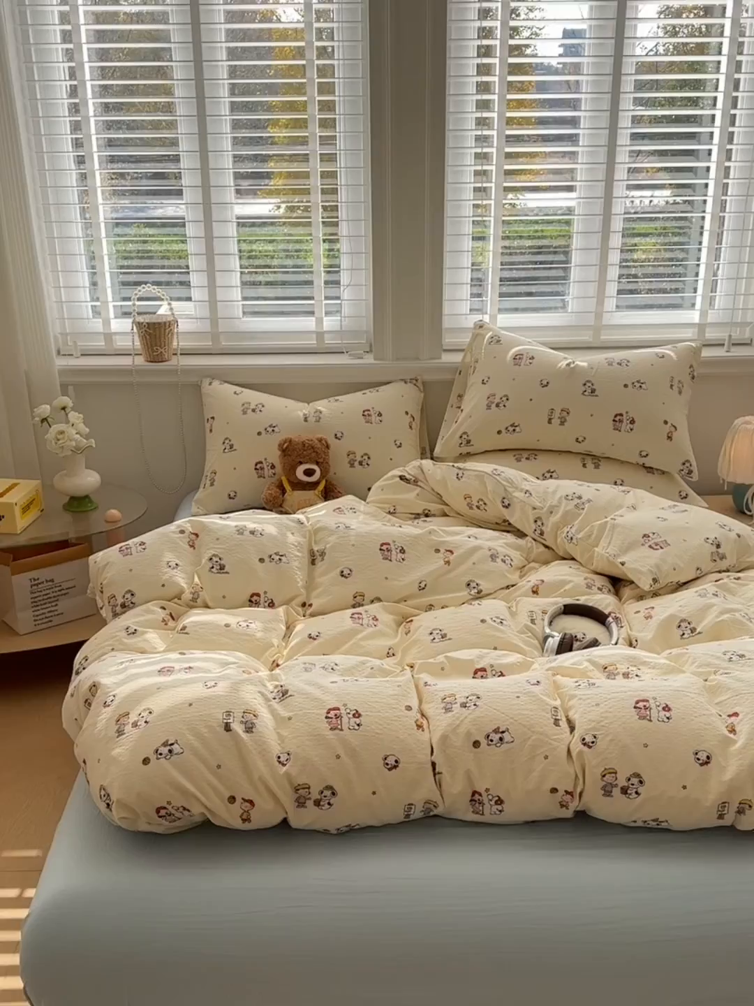 91家纺网 家纺一手货源 找家纺 多品家纺 2026新款奶呼呼超柔云感双层纱系列四件套 淘气园