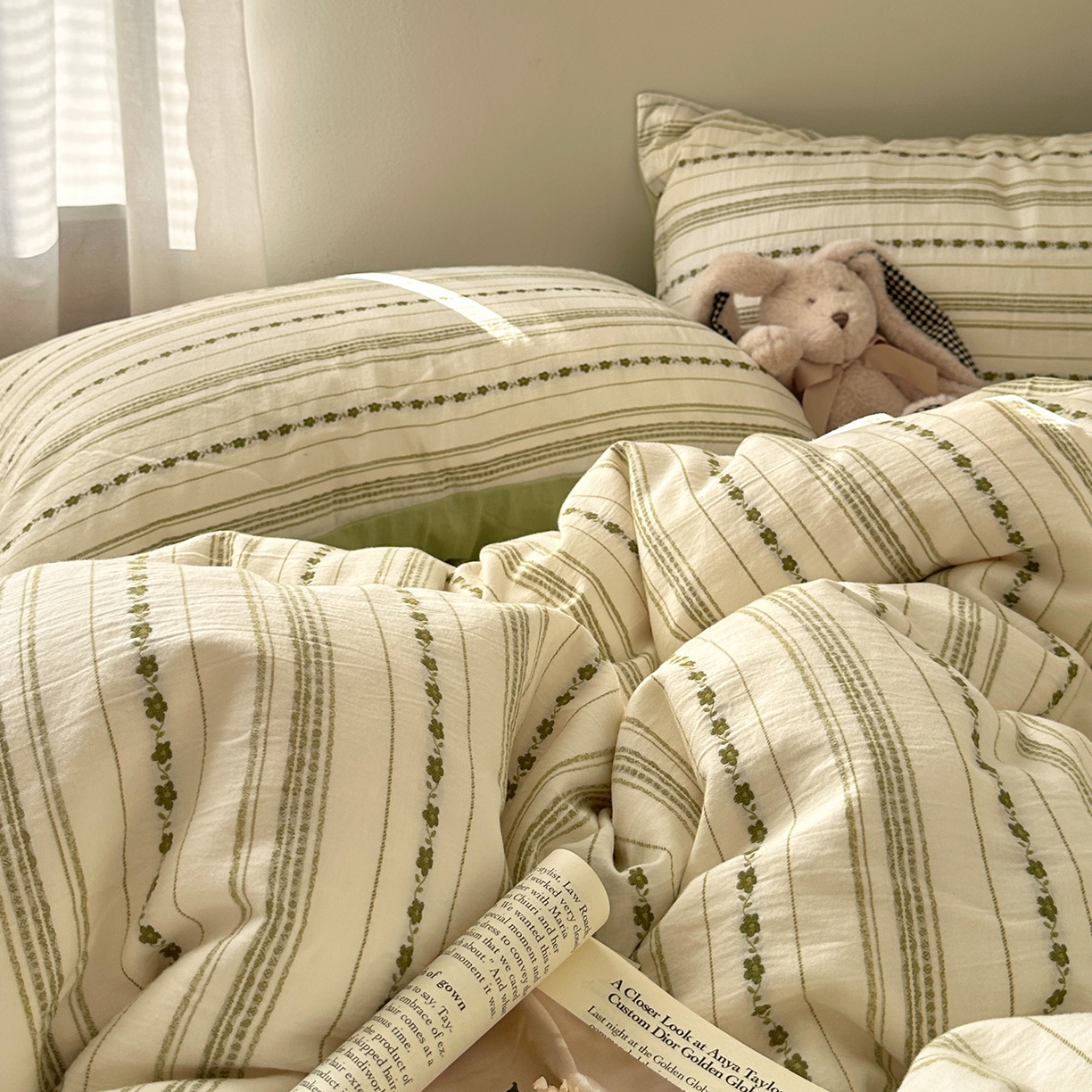 91家纺网 家纺一手货源 找家纺 艾咪-Amy ntmy 2026新款全棉纯棉色织提花人字纹四件套-花织 花织-绿