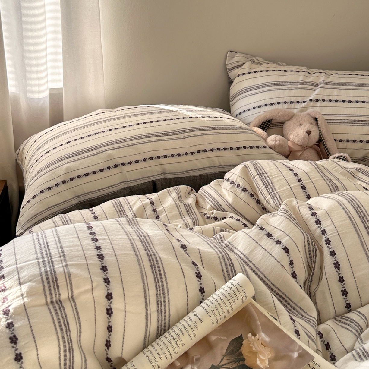 91家纺网 家纺一手货源 找家纺 艾咪-Amy ntmy 2026新款全棉纯棉色织提花人字纹四件套-花织 花织-灰