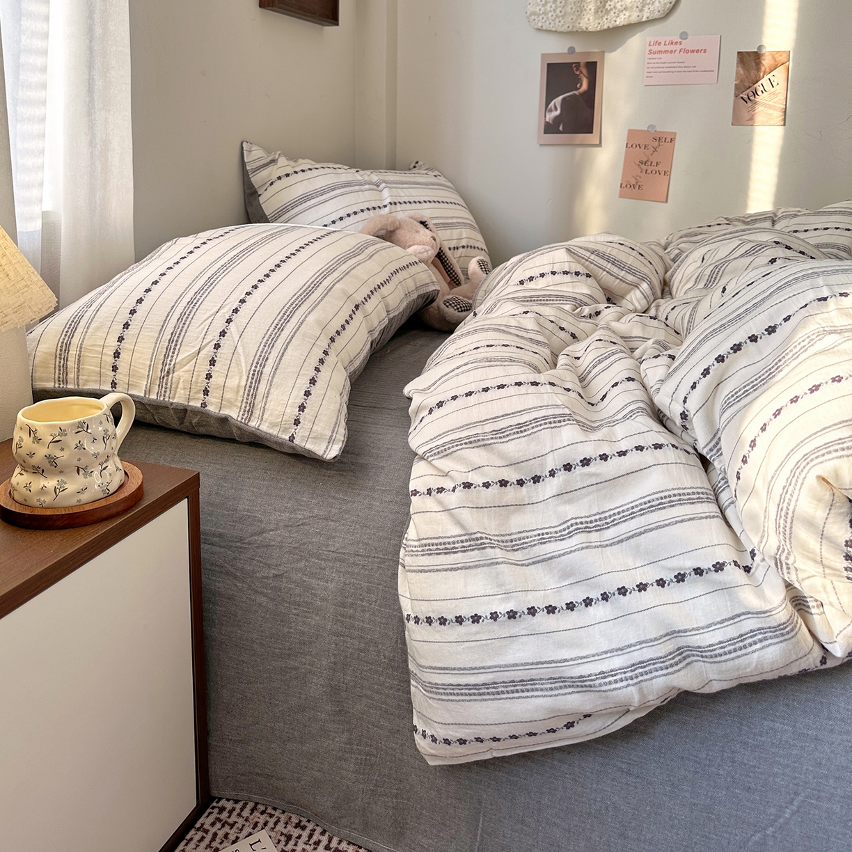 91家纺网 家纺一手货源 找家纺 艾咪-Amy ntmy 2026新款全棉纯棉色织提花人字纹四件套-花织 花织-灰