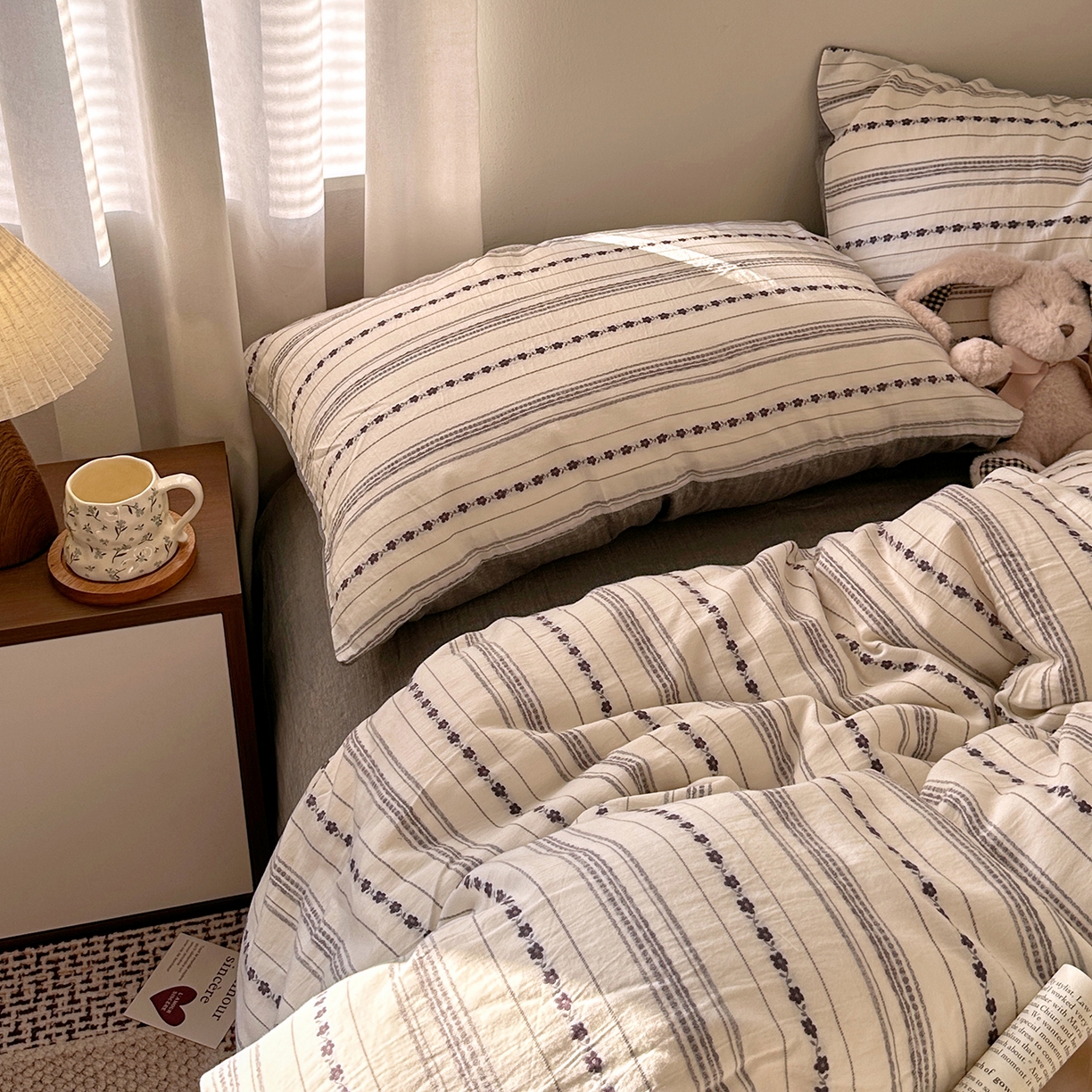 91家纺网 家纺一手货源 找家纺 艾咪-Amy ntmy 2026新款全棉纯棉色织提花人字纹四件套-花织 花织-灰