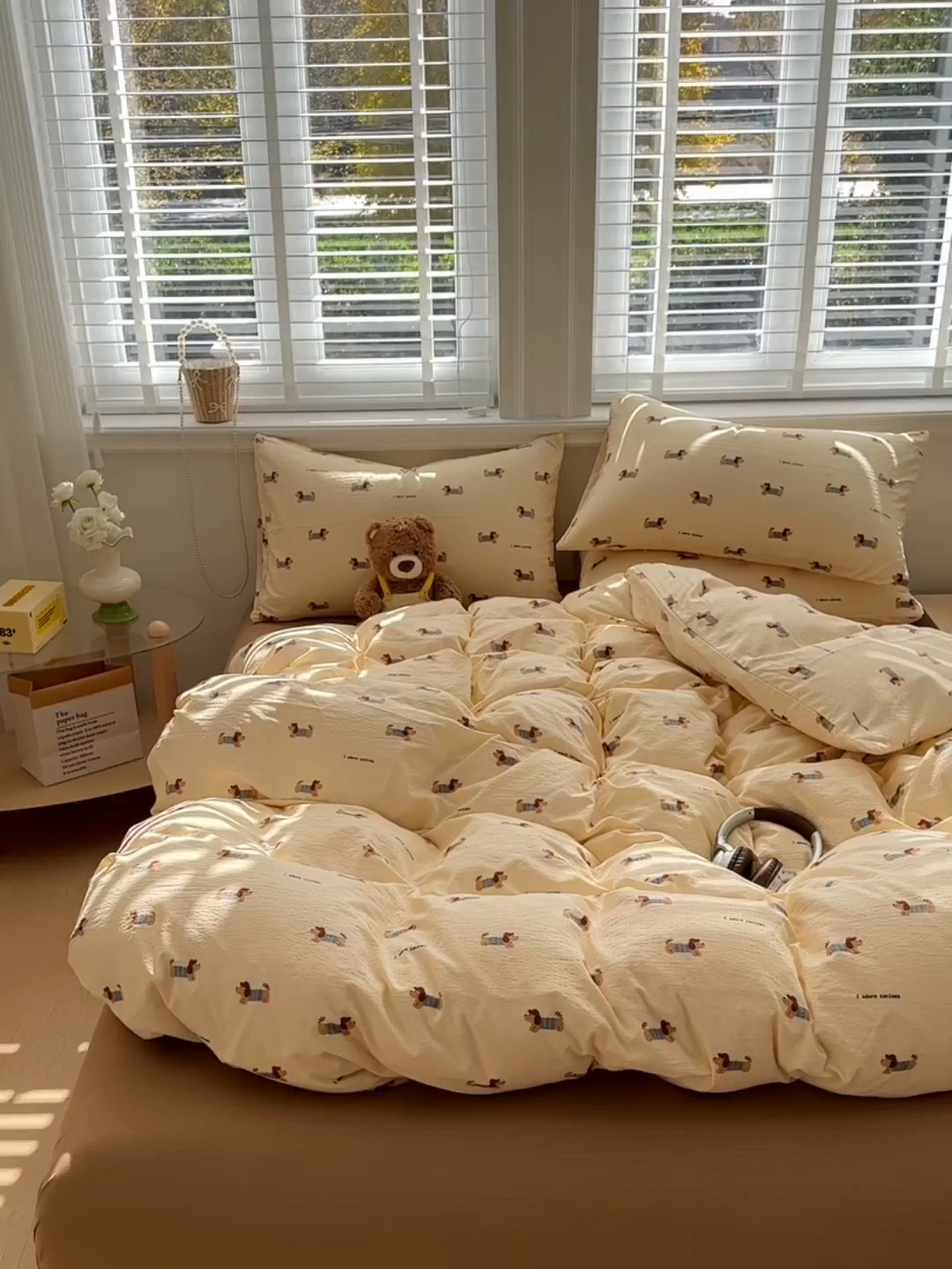 91家纺网 家纺一手货源 找家纺 多品家纺 2026新款奶呼呼超柔云感双层纱系列四件套 汪星人