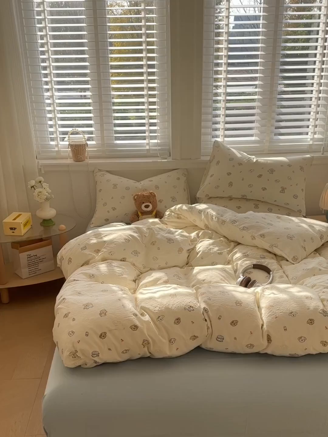 91家纺网 家纺一手货源 找家纺 多品家纺 2026新款奶呼呼超柔云感双层纱系列四件套 小橘狗