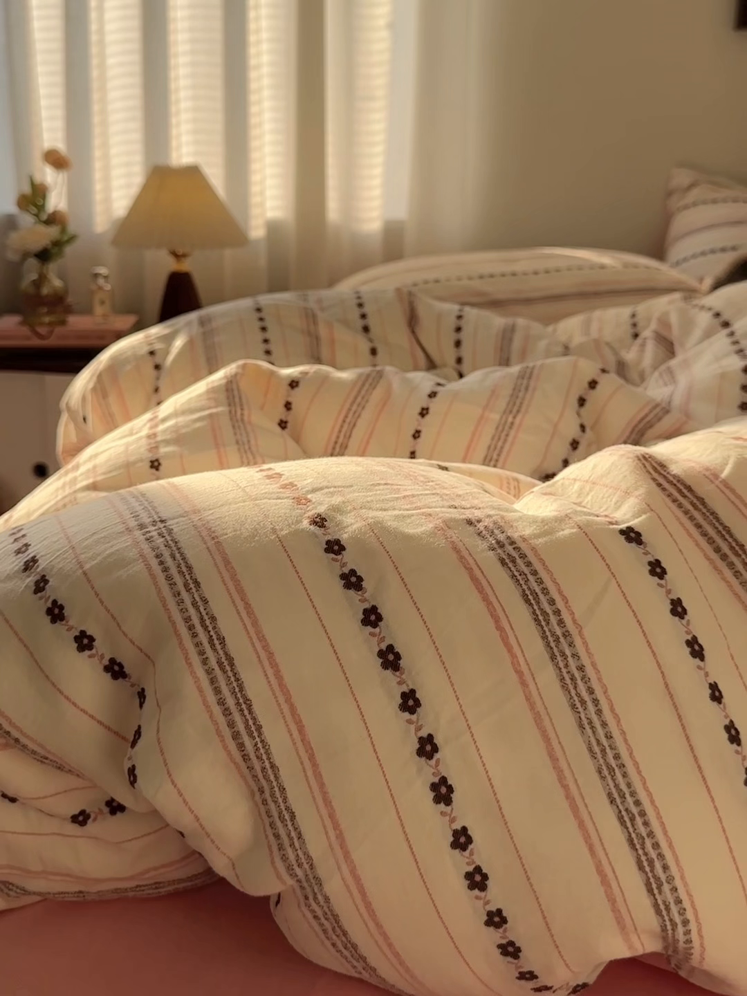 91家纺网 家纺一手货源 找家纺 艾咪-Amy ntmy 2026新款全棉纯棉色织提花人字纹四件套-花织 花织-粉