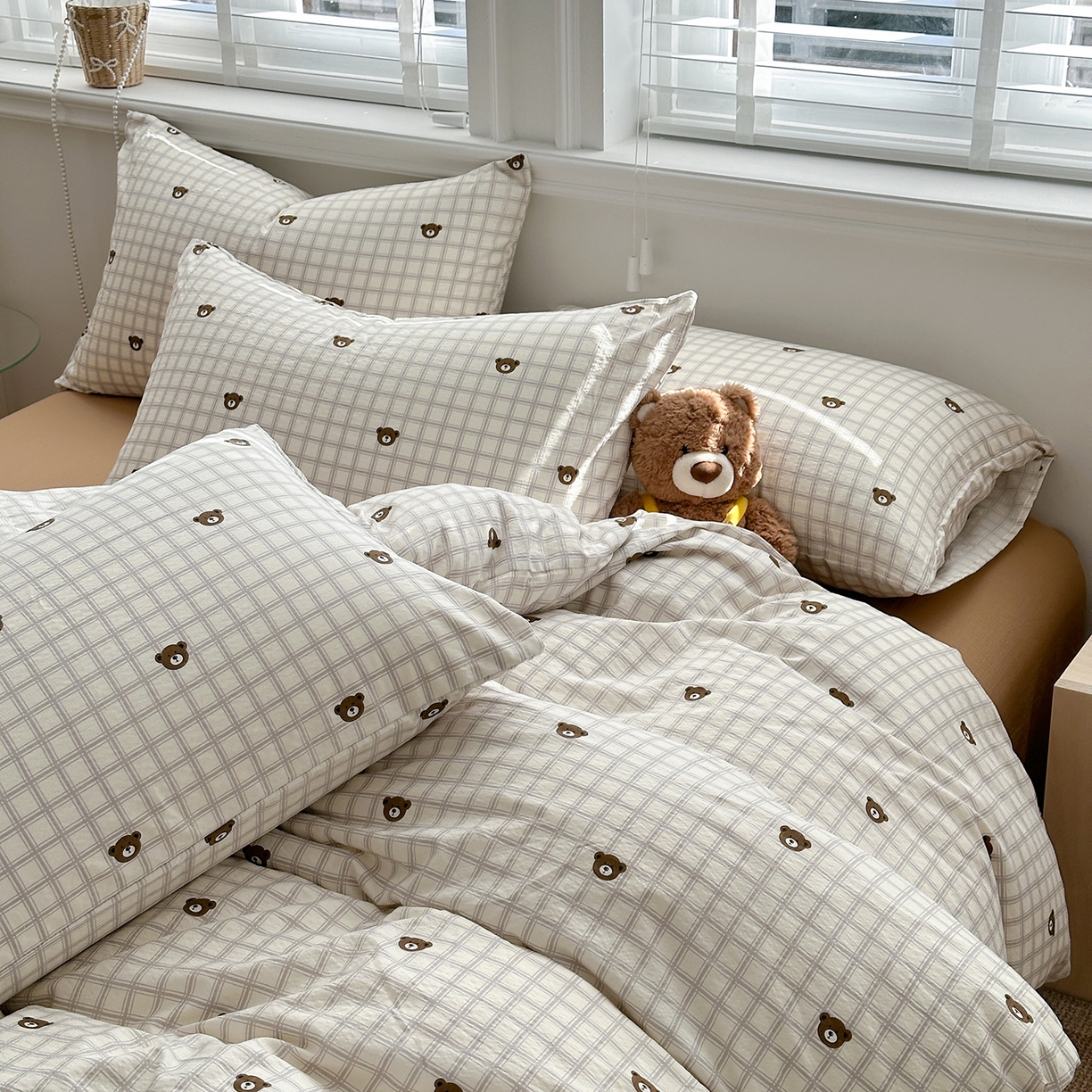 91家纺网 家纺一手货源 找家纺 多品家纺 2026新款奶呼呼超柔云感双层纱系列四件套 熊熊空间