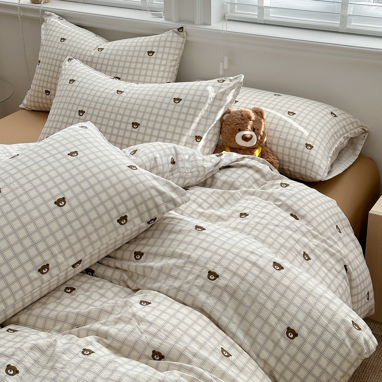 91家纺网 家纺一手货源 找家纺 多品家纺 2026新款奶呼呼超柔云感双层纱系列四件套 熊熊空间