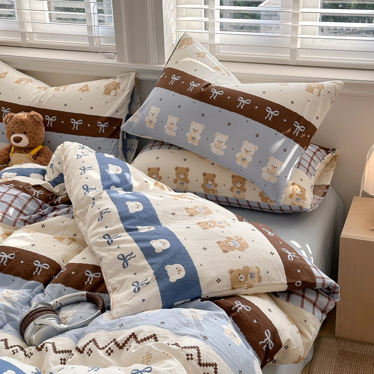 91家纺网 家纺一手货源 找家纺 多品家纺 2026新款奶呼呼超柔云感双层纱系列四件套 学院派