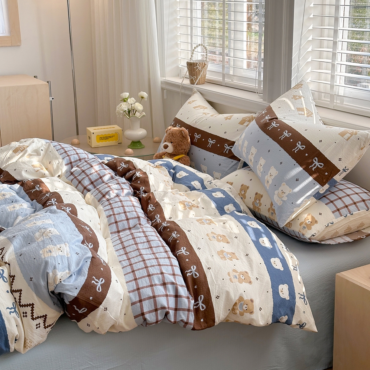 91家纺网 家纺一手货源 找家纺 多品家纺 2026新款奶呼呼超柔云感双层纱系列四件套 学院派