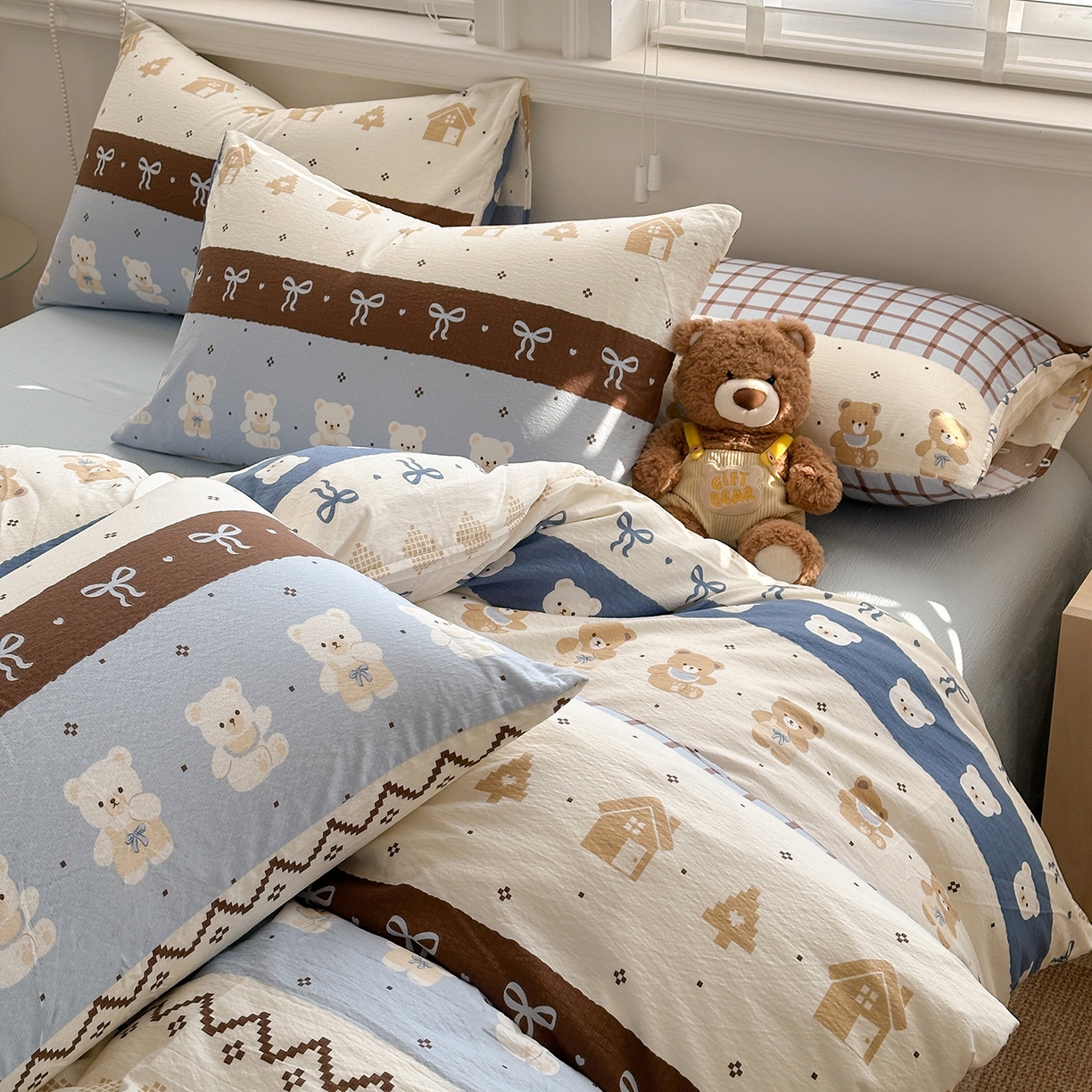 91家纺网 家纺一手货源 找家纺 多品家纺 2026新款奶呼呼超柔云感双层纱系列四件套 学院派