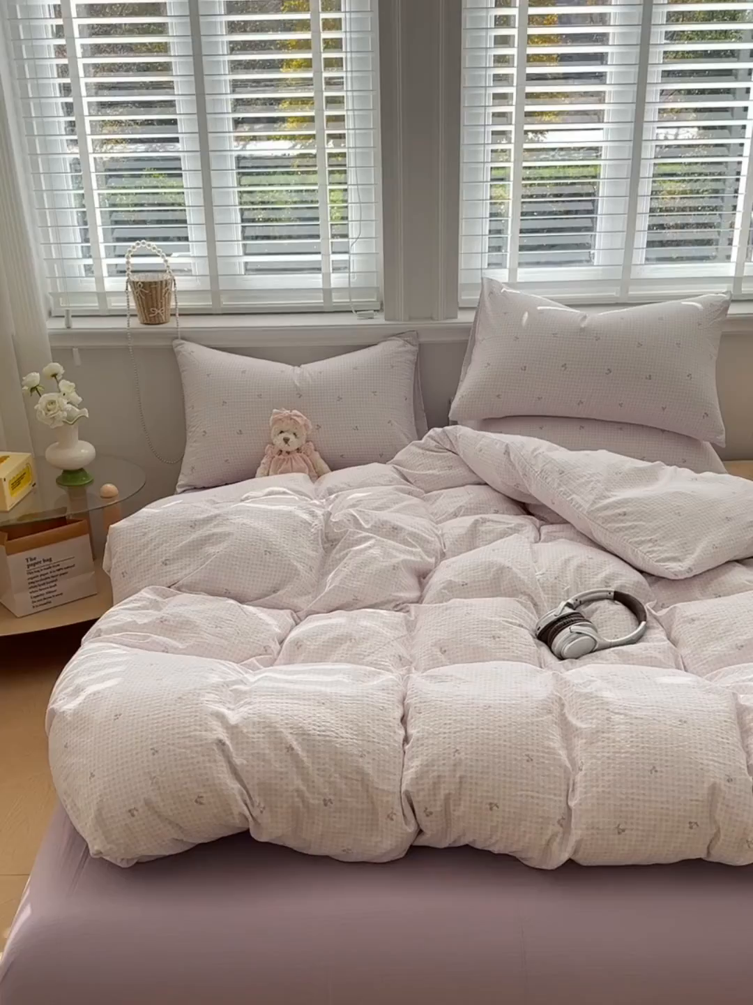 91家纺网 家纺一手货源 找家纺 多品家纺 2026新款奶呼呼超柔云感双层纱系列四件套 樱桃紫