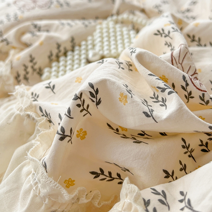 91家纺网 家纺一手货源 找家纺 （总）韩秀家纺 2026新款古法水洗棉法式蕾丝纯棉大花边仿棉四件套