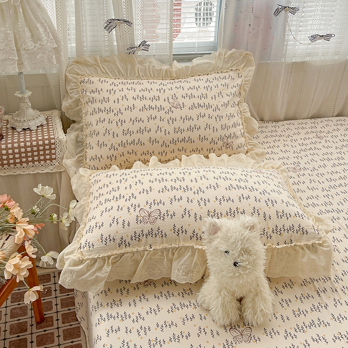 91家纺网 家纺一手货源 找家纺 （总）韩秀家纺 2026新款古法水洗棉法式蕾丝纯棉大花边仿棉四件套