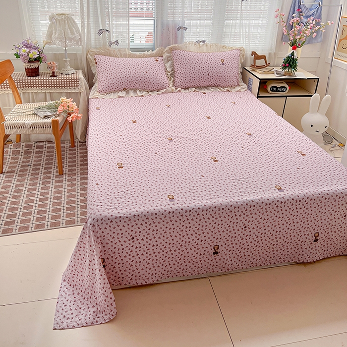 91家纺网 家纺一手货源 找家纺 韩秀家纺 2026新款古法水洗棉法式蕾丝纯棉大花边仿棉四件套 甜蜜约会