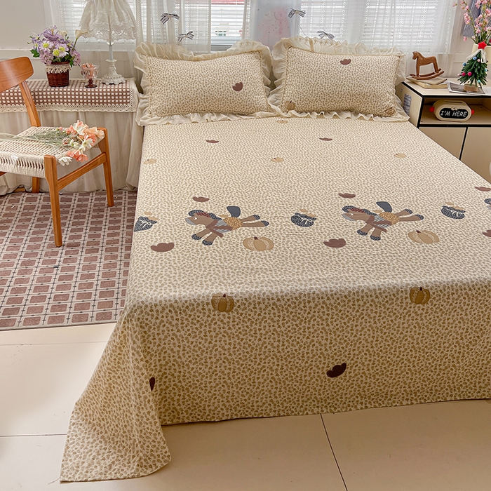 91家纺网 家纺一手货源 找家纺 韩秀家纺 2026新款古法水洗棉法式蕾丝纯棉大花边仿棉四件套 童话