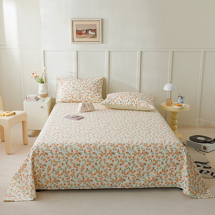 91家纺网 家纺一手货源 找家纺 麦伦家居 2026新款卡通小清新全棉纯棉单床单床笠床单床笠单件单品床单床笠 单品A版花千朵