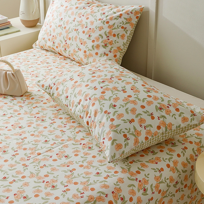 91家纺网 家纺一手货源 找家纺 麦伦家居 2026新款卡通小清新全棉纯棉单床单床笠床单床笠单件单品床单床笠 单品A版花千朵