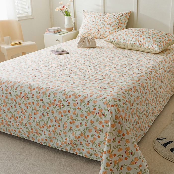 91家纺网 家纺一手货源 找家纺 麦伦家居 2026新款卡通小清新全棉纯棉单床单床笠床单床笠单件单品床单床笠 单品A版花千朵