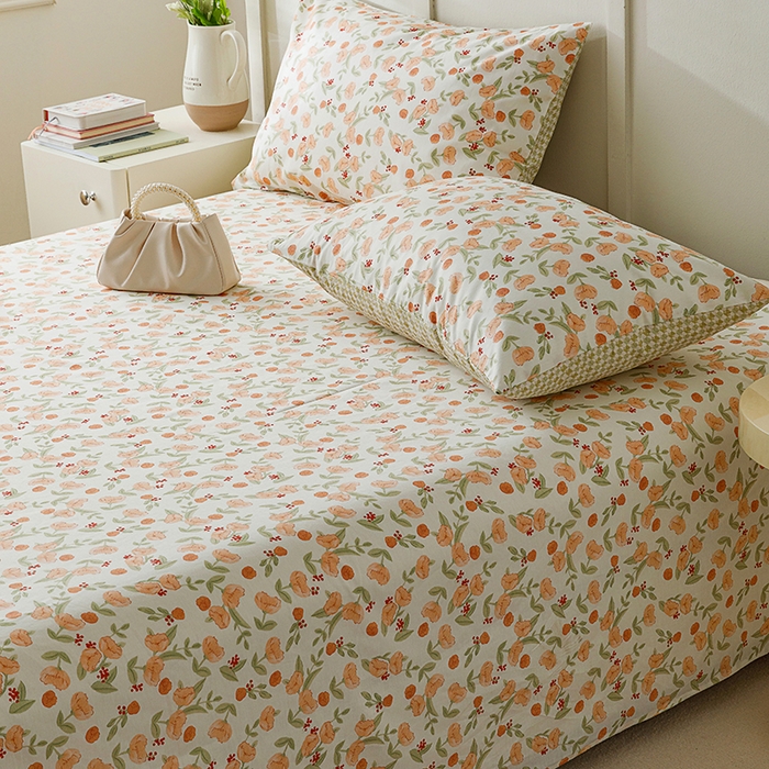 91家纺网 家纺一手货源 找家纺 麦伦家居 2026新款卡通小清新全棉纯棉单床单床笠床单床笠单件单品床单床笠 单品A版花千朵