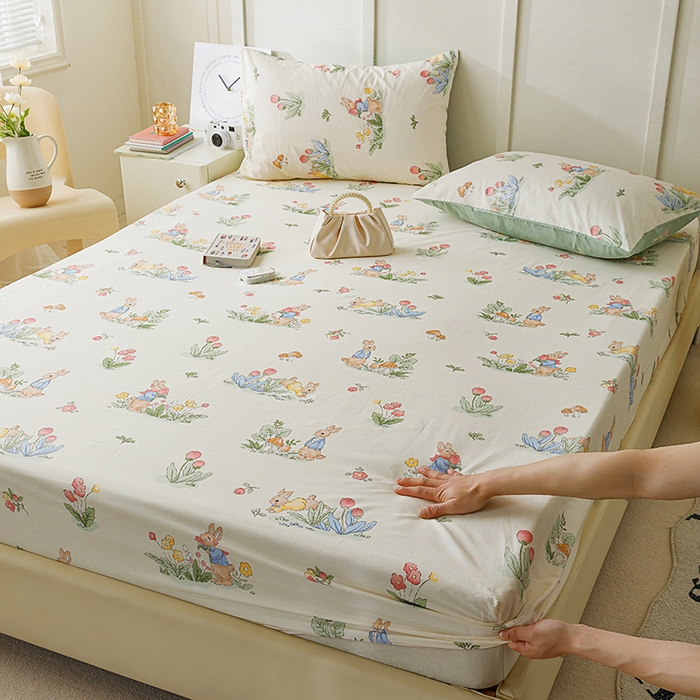 麦伦家居 2026新款卡通小清新全棉纯棉单床单床笠床单床笠单件单品床单床笠 单品A版蘑菇屋