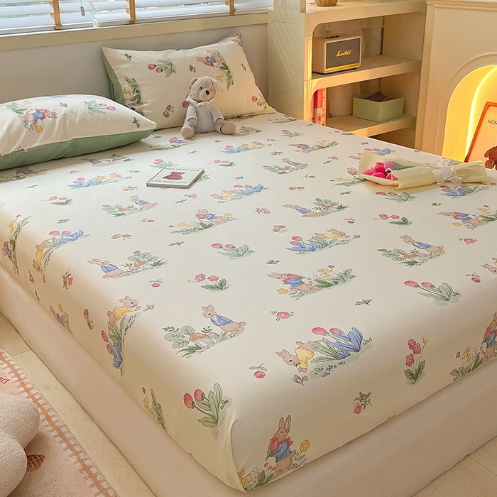 91家纺网 家纺一手货源 找家纺 麦伦家居 2026新款卡通小清新全棉纯棉单床单床笠床单床笠单件单品床单床笠 单品A版蘑菇屋