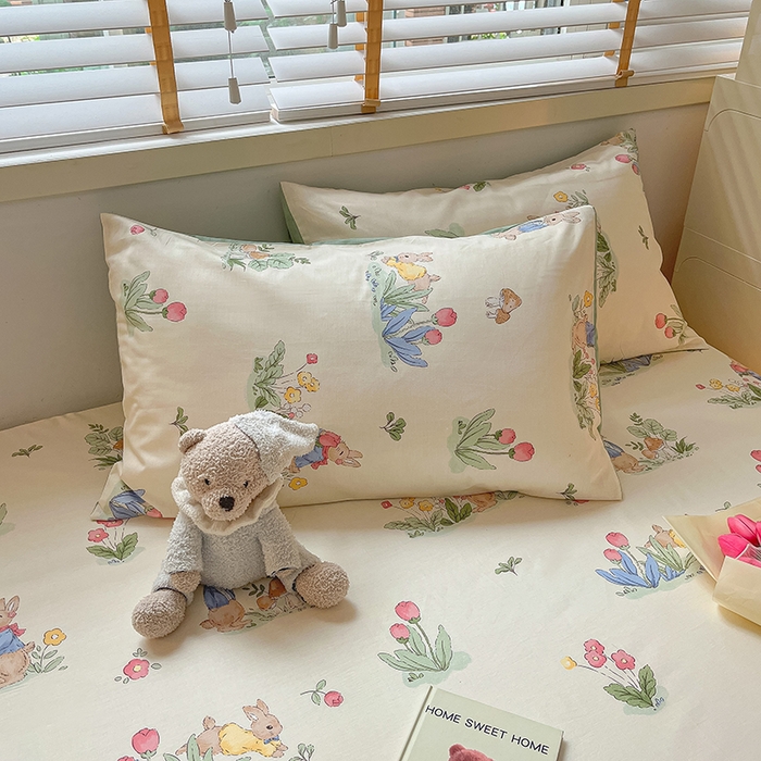 91家纺网 家纺一手货源 找家纺 麦伦家居 2026新款卡通小清新全棉纯棉单床单床笠床单床笠单件单品床单床笠 单品A版蘑菇屋