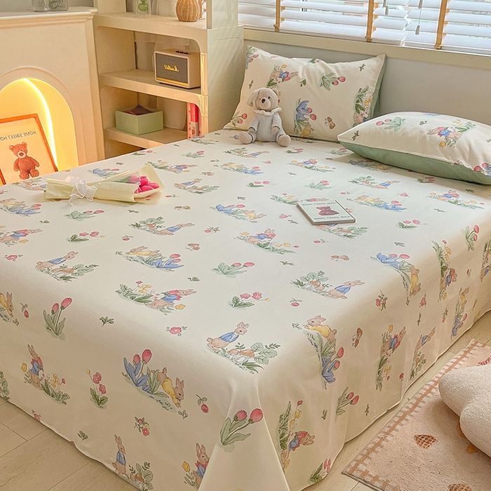 91家纺网 家纺一手货源 找家纺 麦伦家居 2026新款卡通小清新全棉纯棉单床单床笠床单床笠单件单品床单床笠 单品A版蘑菇屋