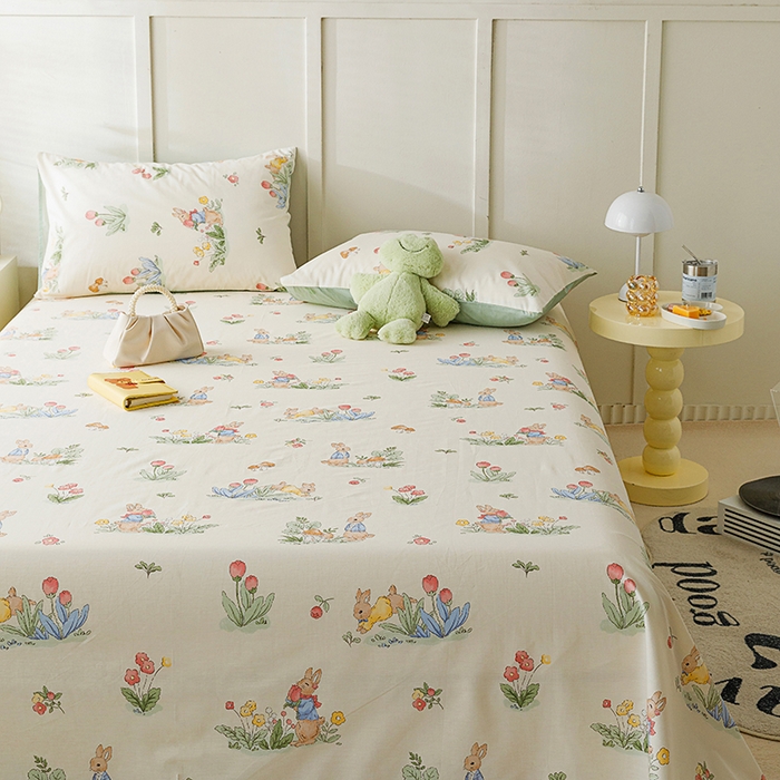 91家纺网 家纺一手货源 找家纺 麦伦家居 2026新款卡通小清新全棉纯棉单床单床笠床单床笠单件单品床单床笠 单品A版蘑菇屋