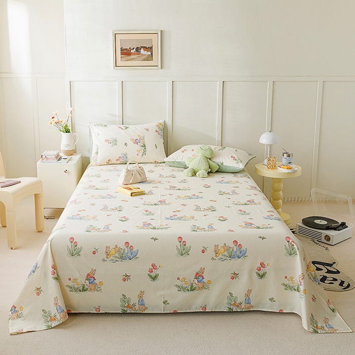 91家纺网 家纺一手货源 找家纺 麦伦家居 2026新款卡通小清新全棉纯棉单床单床笠床单床笠单件单品床单床笠 单品A版蘑菇屋