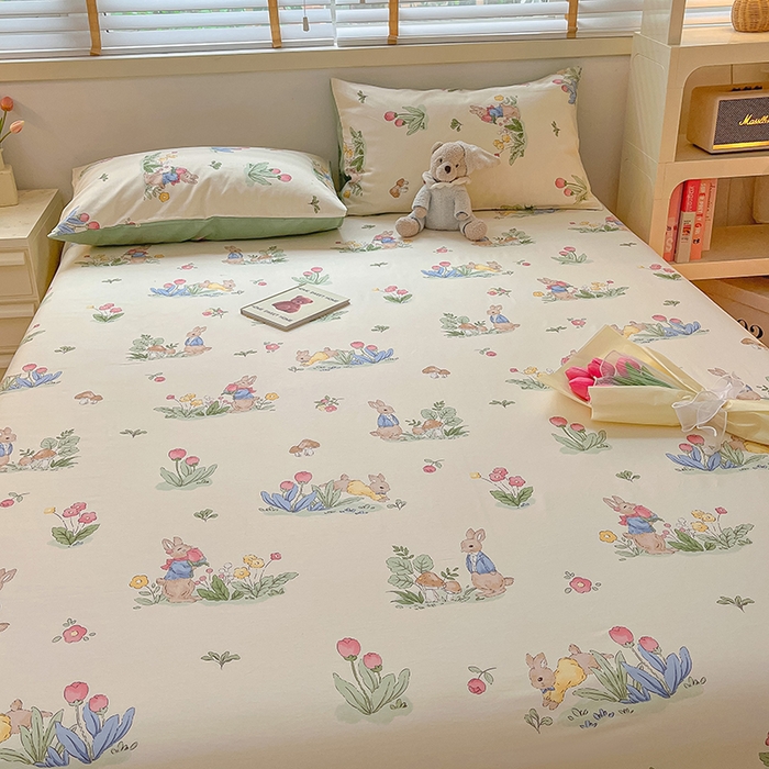 91家纺网 家纺一手货源 找家纺 麦伦家居 2026新款卡通小清新全棉纯棉单床单床笠床单床笠单件单品床单床笠 单品A版蘑菇屋