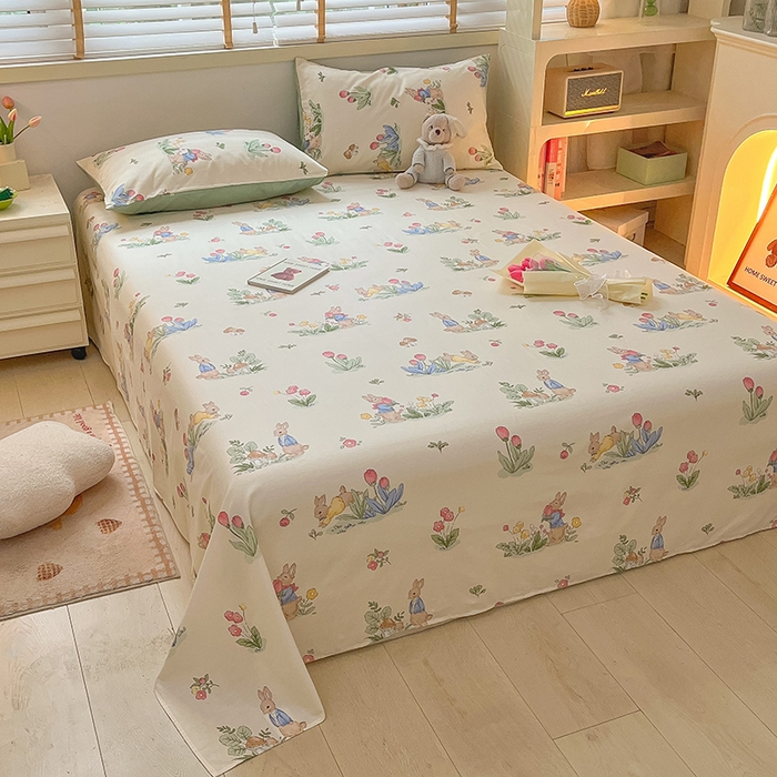 91家纺网 家纺一手货源 找家纺 麦伦家居 2026新款卡通小清新全棉纯棉单床单床笠床单床笠单件单品床单床笠 单品A版蘑菇屋