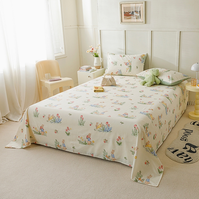 91家纺网 家纺一手货源 找家纺 麦伦家居 2026新款卡通小清新全棉纯棉单床单床笠床单床笠单件单品床单床笠 单品A版蘑菇屋