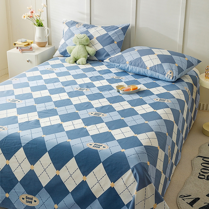 91家纺网 家纺一手货源 找家纺 麦伦家居 2026新款卡通小清新全棉纯棉单床单床笠床单床笠单件单品床单床笠 单品A版英伦格兰