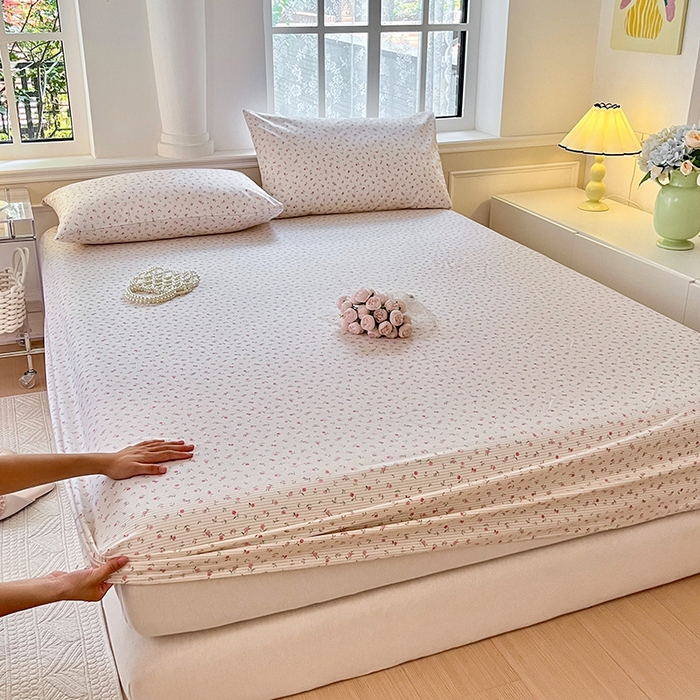 麦伦家居 2026新款卡通小清新全棉纯棉单床单床笠床单床笠单件单品床单床笠 粉玫瑰