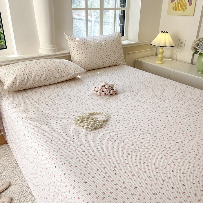 91家纺网 家纺一手货源 找家纺 麦伦家居 2026新款卡通小清新全棉纯棉单床单床笠床单床笠单件单品床单床笠 粉玫瑰