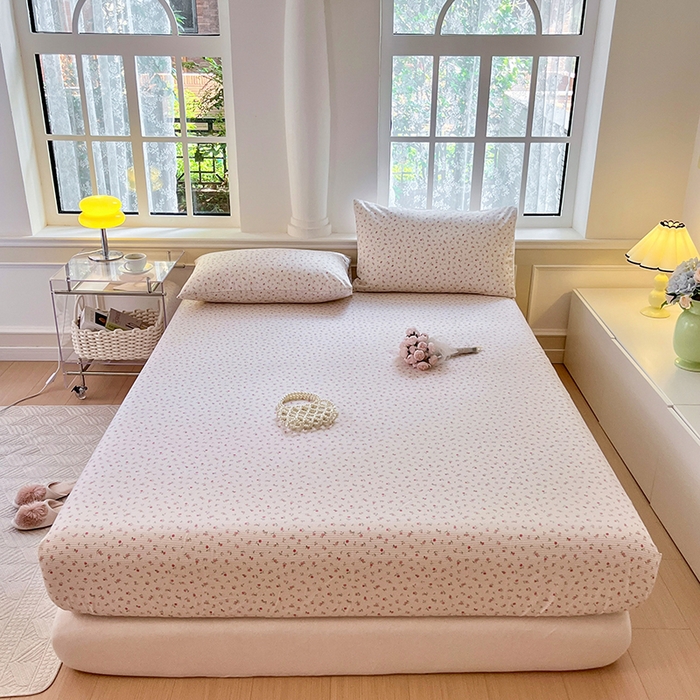 91家纺网 家纺一手货源 找家纺 麦伦家居 2026新款卡通小清新全棉纯棉单床单床笠床单床笠单件单品床单床笠 粉玫瑰