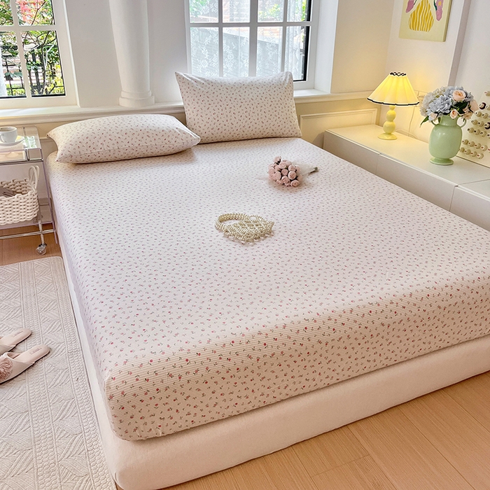 91家纺网 家纺一手货源 找家纺 麦伦家居 2026新款卡通小清新全棉纯棉单床单床笠床单床笠单件单品床单床笠 粉玫瑰