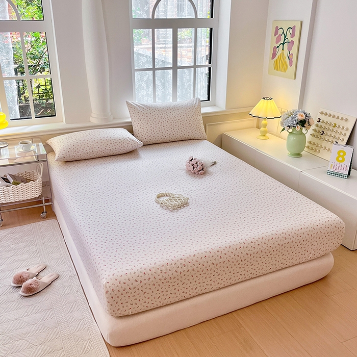 91家纺网 家纺一手货源 找家纺 麦伦家居 2026新款卡通小清新全棉纯棉单床单床笠床单床笠单件单品床单床笠 粉玫瑰