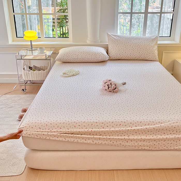 91家纺网 家纺一手货源 找家纺 麦伦家居 2026新款卡通小清新全棉纯棉单床单床笠床单床笠单件单品床单床笠 粉玫瑰