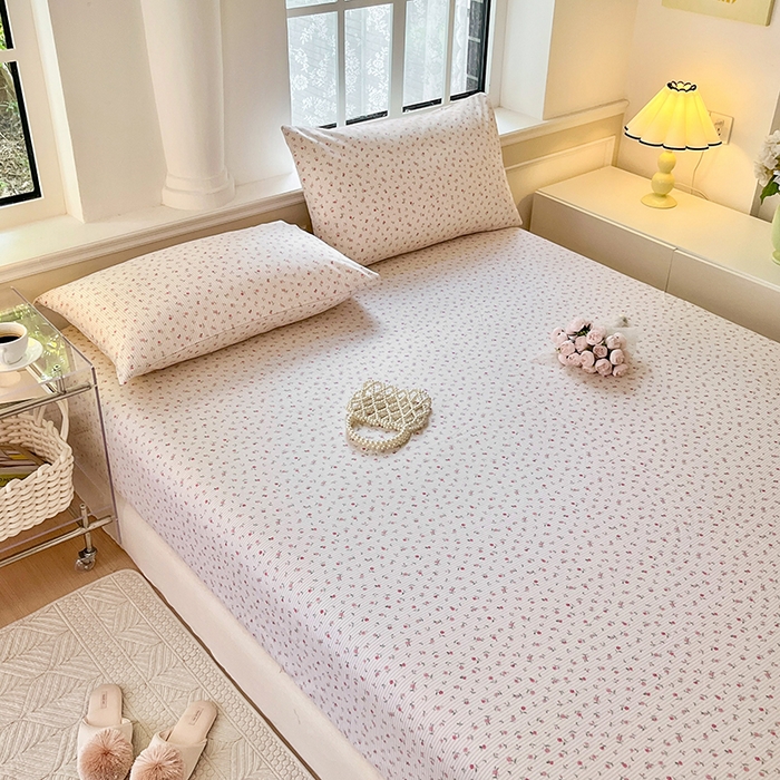 91家纺网 家纺一手货源 找家纺 麦伦家居 2026新款卡通小清新全棉纯棉单床单床笠床单床笠单件单品床单床笠 粉玫瑰