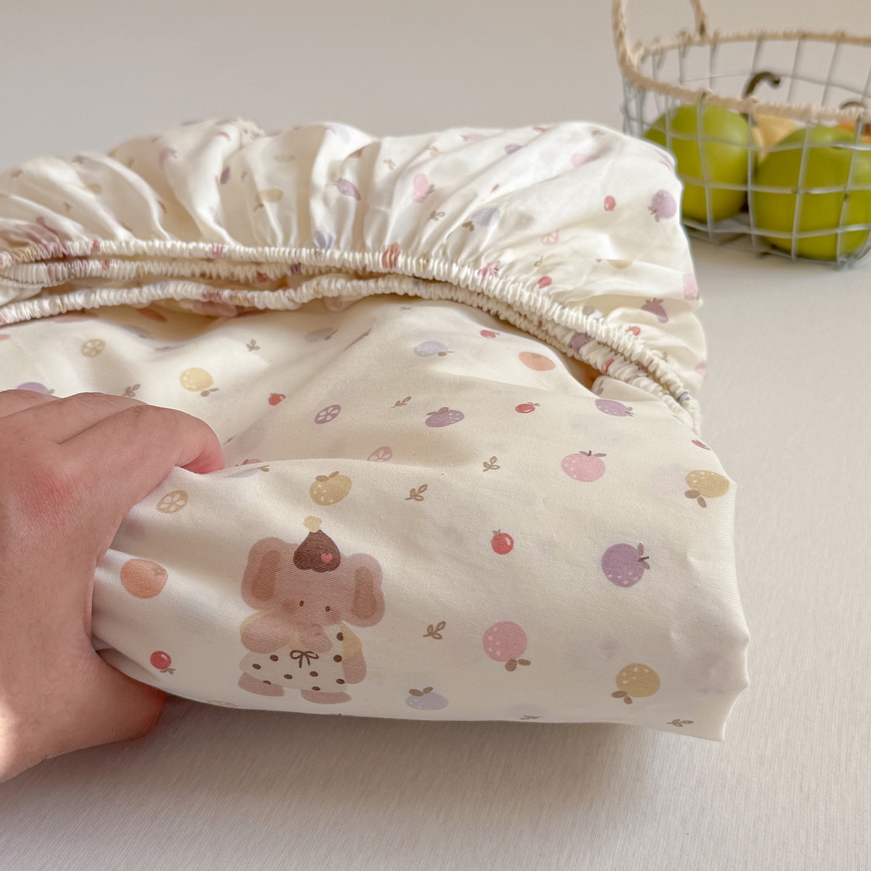 91家纺网 家纺一手货源 找家纺 麦伦家居 2026新款卡通小清新全棉纯棉单床单床笠床单床笠单件单品床单床笠 果子象