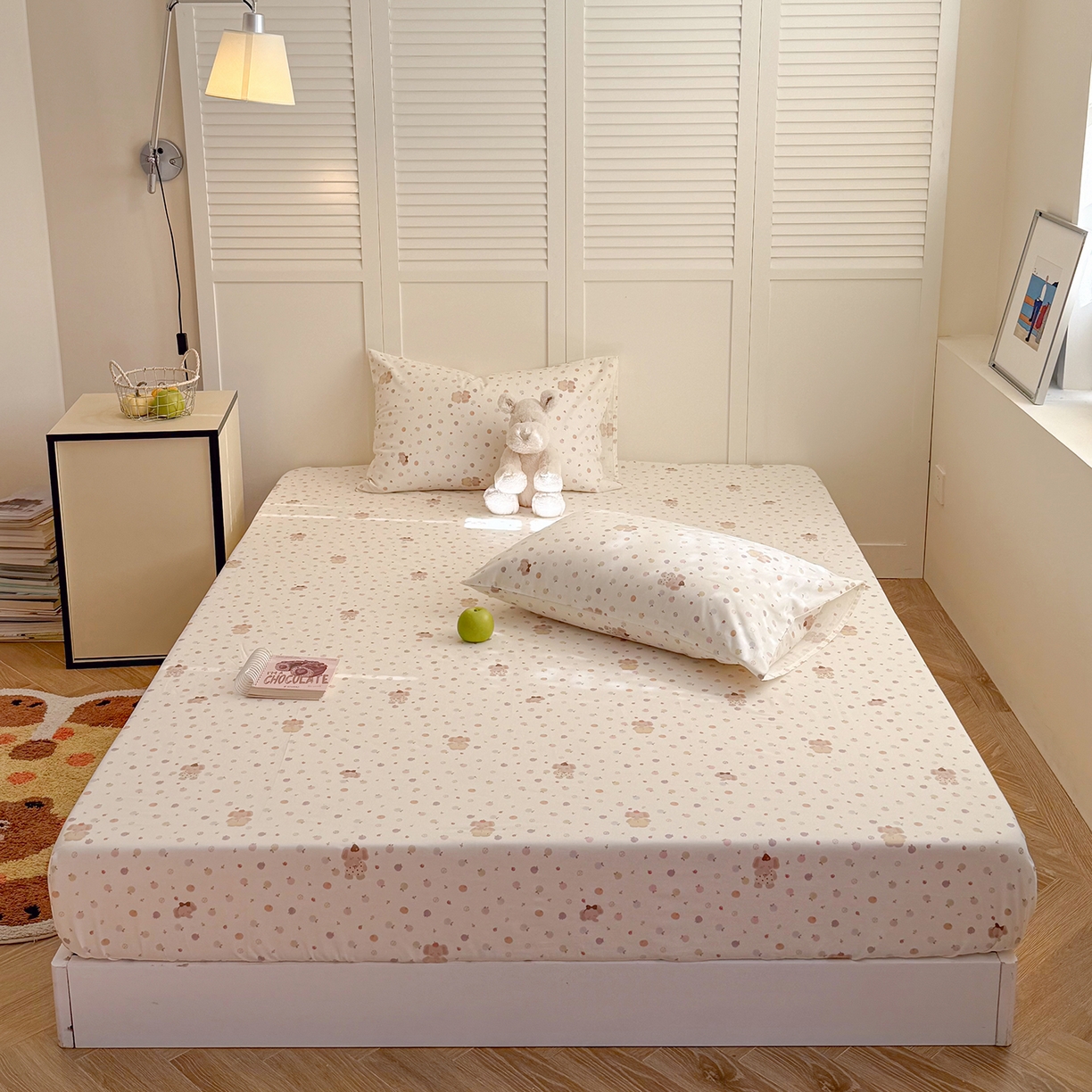 91家纺网 家纺一手货源 找家纺 麦伦家居 2026新款卡通小清新全棉纯棉单床单床笠床单床笠单件单品床单床笠 果子象